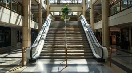 Wall Mural - Modern escalator interior in a shopping mall