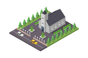 Wall Mural - Isometric church