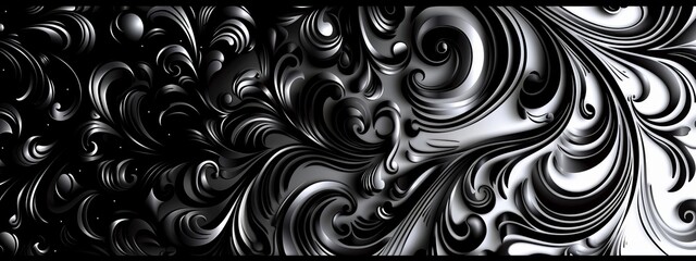 Wall Mural - A sophisticated, black and white background with elegant patterns.