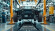 © G.Go - High-detail photo of an EV car on a lift, with technicians examining the suspension system