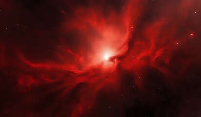 red gas nebula in outer space. ai generated