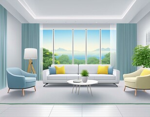 Wall Mural - modern living room with furniture