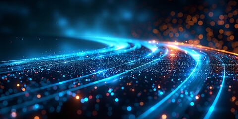 Poster - a futuristic composition with glowing blue hues, representing motion in modern technology.