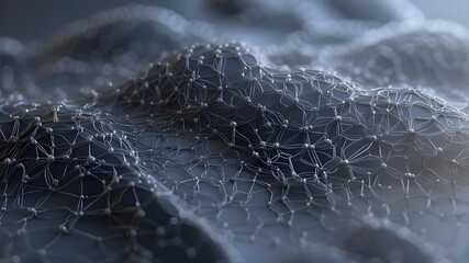 Embossed mesh symbolizing neural networks, cloud computing, and internet connections