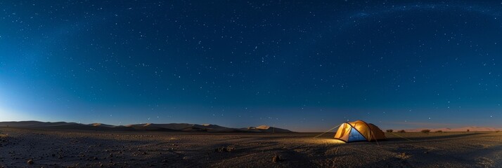 a wide desert landscape under a clear night sky filled with countless stars invoking tranquility.