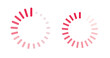 © vladwel - Rotating loader icon indicator vector graphic illustration set, downloading process red symbol, preloader turning circle bar image clipart