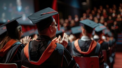 Graduates applauding speech