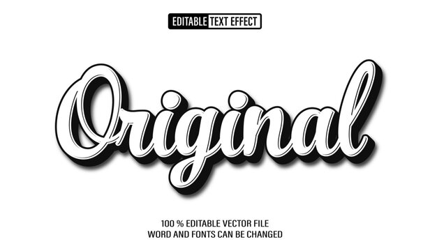Editable 3d text style effect - Original White and Black Bold Sticker text effect Template