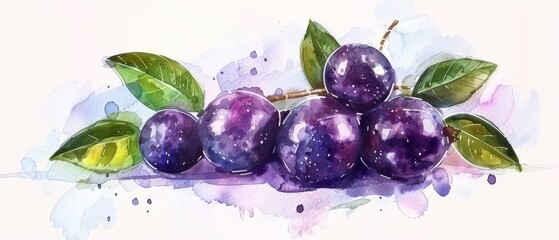 Wall Mural - Jaboticaba Fruit in Stunning Watercolor.