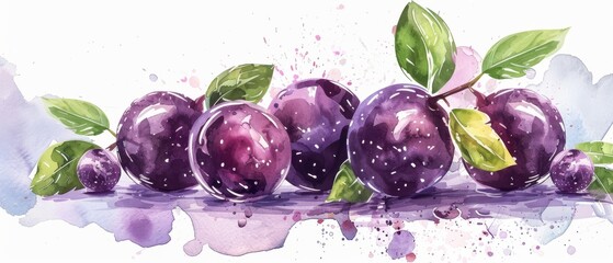 Wall Mural - Jaboticaba Fruit in Stunning Watercolor.