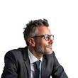 © Exnoi - A man wearing a suit and glasses is looking at the camera , isolated on transparent background