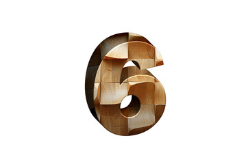 Wall Mural - 3d Wood Numbers, Alphabet Number Six made of wood material, high-resolution image of 3d font, ready to use for graphic design purposes