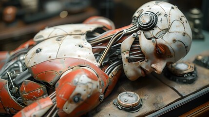 Aufkleber - Abandoned Robotic Machinery Lying in Disrepair