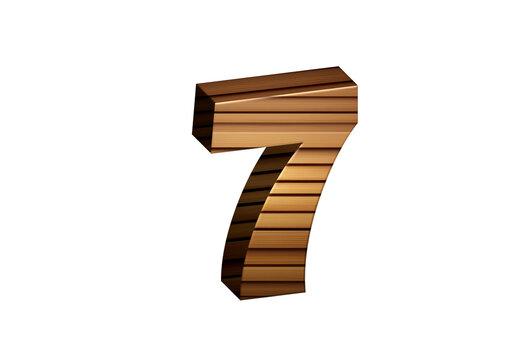 3d Wood Numbers, Alphabet Number Seven made of wood material, high-resolution image of 3d font, ready to use for graphic design purposes