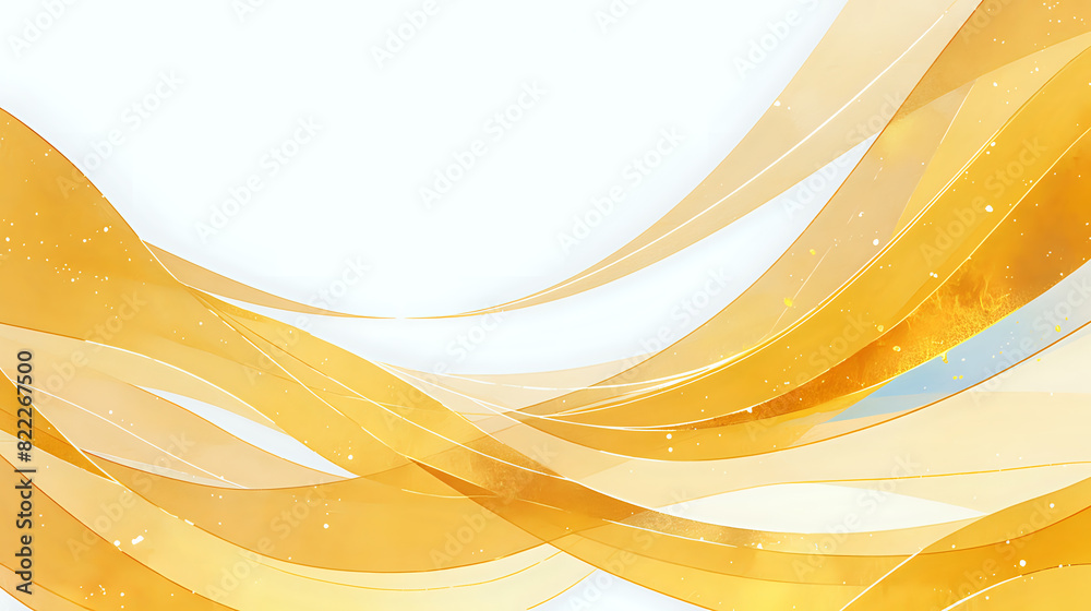 Abstract illustration with flowing golden waves on a white background ...