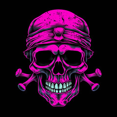 Wall Mural - skull for dark pink clothing design, illustration,