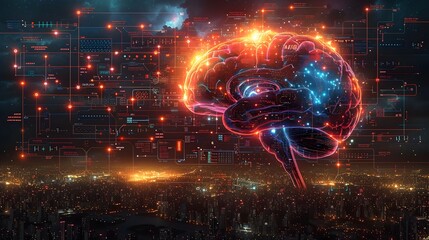 Poster - Futuristic Visualization of the Digital Brain and Artificial Intelligence