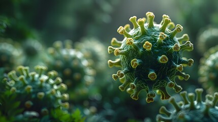 Aufkleber - Microscopic View of Coronavirus Pandemic Impacting Global Health and Economy