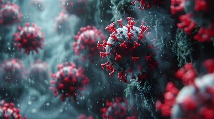 Aufkleber - Microscopic View of Coronavirus Outbreak Medical Research and Healthcare Challenges During Pandemic Crisis