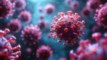 Leinwandbilder - Microscopic View of Coronavirus Structure