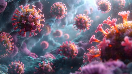 Aufkleber - Microscopic View of Dangerous Viral Outbreak Threatening Global Health and Safety