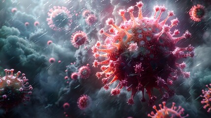 Poster - Microscopic Viral Outbreak Causing Global Health Crisis and Worldwide Pandemic