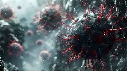 Poster - Microscopic Viral Outbreak Eruption Abstract Digital Artwork