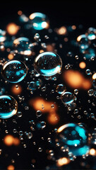 Canvas Print - bubbles in water,water drops on a glass