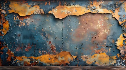 Aufkleber - Vibrant Textured Abstract with Weathered Rustic Grungy Painted Surface Backdrop