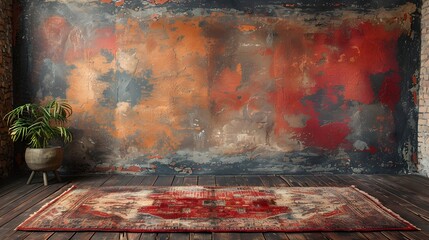 Poster - Vibrant Textured Wall Backdrop in Warm Earthy Tones Ideal for Creative Expressions Moody Photoshoots and Stylish Interior Design Displays
