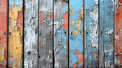Poster - Weathered and Distressed Vintage Wooden Planks in Shades of Blue Gray and Rust for Rustic Background or Textured Design Elements