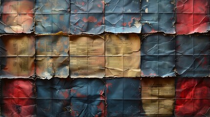Leinwandbilder - Weathered Multicolored Metallic Geometric Textured Wall Background