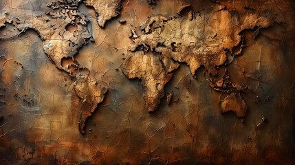 Aufkleber - Weathered Old World Map Providing Global Connectivity and Geographic Data