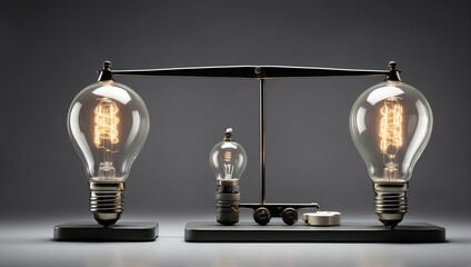 Wall Mural - Two vintage light bulbs on a wooden base with a metal contraption holding them up.

