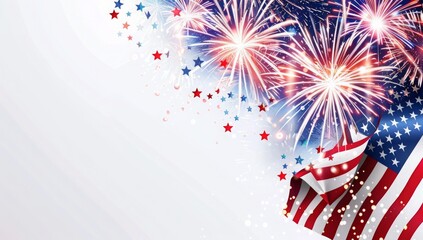 festive background with an american flag and colorful fireworks, perfect for celebrating independenc