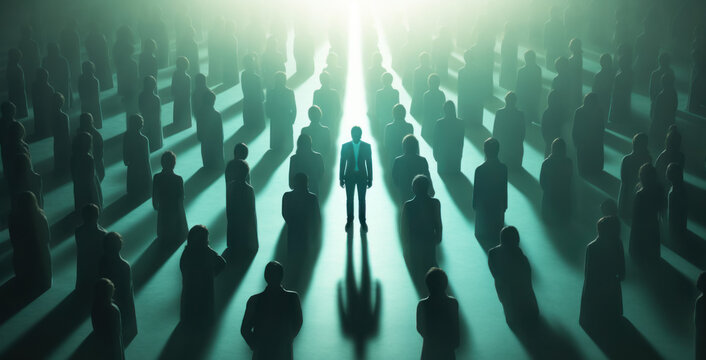 concept of leadership, exclusivity, crowd of people, individuality theme