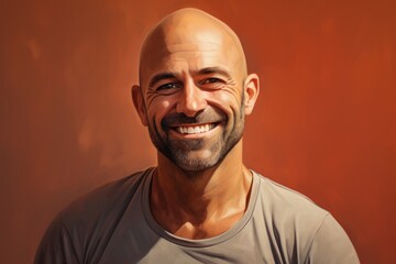 Wall Mural - Portrait of a happy man in his 40s smiling at the camera in front of plain white digital canvas