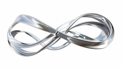 abstract metallic squiggle line shape isolated on white futuristic curved wire design element 3d rendering