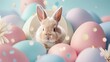 © Bijac - adorable baby rabbit nestled in colorful egg whimsical easter concept ai generated illustration