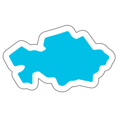 Wall Mural - Kazakhstan country silhouette. High detailed map. Solid blue vector sticker with white contour isolated on white background.