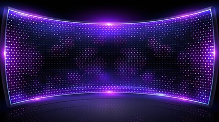 Poster - Curved digital panel connected to a mesh of diode lamps in a concave led wall video screen. Modern illustration of grid pattern for a LED display on a stadium or scene.