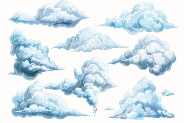 Poster - Cloud modern set. Realistic render of clouds in 3D