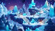 © Mark - This game level map shows the alien planet with platforms, a spaceman, and a number of stages. This cosmic landscape includes crystals of blue ice or ice crystals and a boy astronaut.