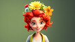 © Людмила Мазур - An illustration of a cartoon girl with red hair, embodying whimsy and charm in vibrant, playful strokes.