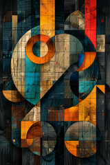 Fototapete - Illustration of the number 22, framed by interlocking squares and circles, representing harmony and precision,