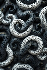 Fototapete - Artistic rendering of the number 33, with intricate patterns of spirals and interlocking circles, symbolizing unity and completion,