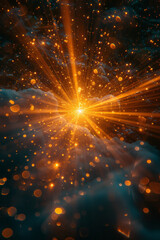 Fototapete - Abstract image of The Star, represented by a radiant starburst, with lines and shapes suggesting hope and inspiration,