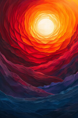 Aufkleber - Illustration of The Sun, shown as a radiant circle with vibrant, outward-moving lines, symbolizing clarity and joy,