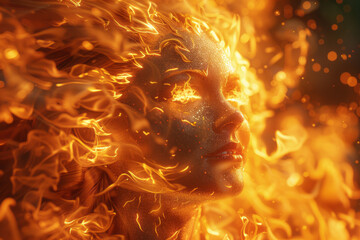 Fototapete - Illustration of The Sun (card 19) with a blazing solar flare, representing clarity, enlightenment, and cosmic vitality,