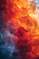 Poster - Depiction of Fire as vibrant red and orange flames, with jagged shapes symbolizing energy, passion, and transformation,